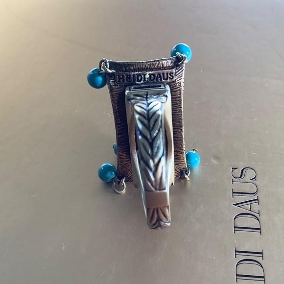 Heidi Daus Chinoiserie Temple Crystal Beaded Ring Turquoise Amethyst SZ 8 - Picture 12 of 14